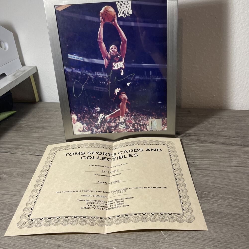 Allen Iverson Signed 8x10 Photo 76ers Autographed Framed COA